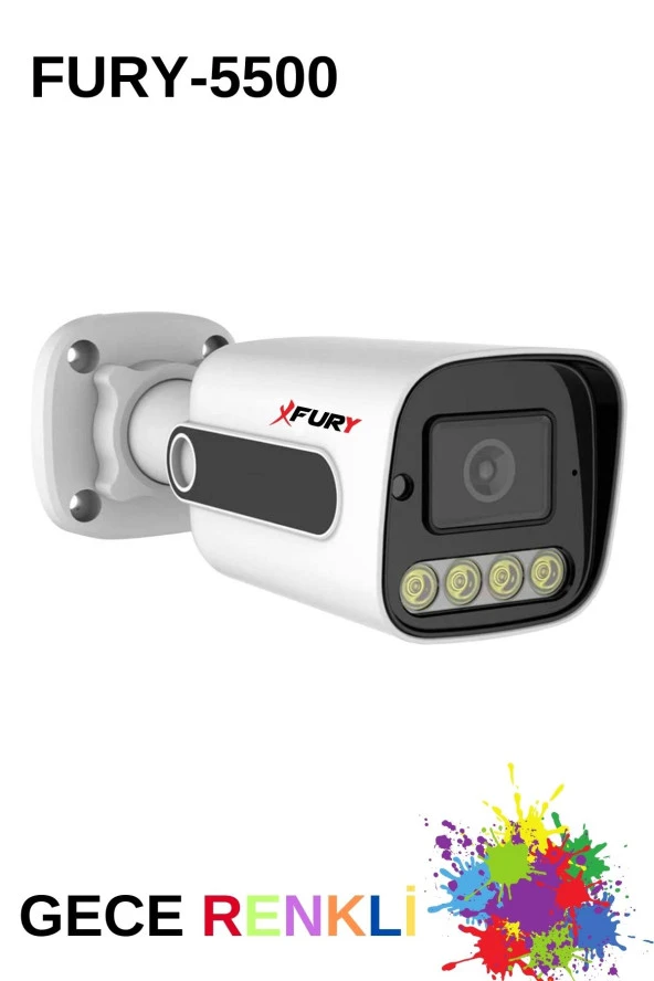 FURY 1 Kameralı Su Geçirmez 1080P 4 x Ultra Ledli Gece Renkli Güvenlik Kamera Seti 5500 500GB - Resim 5