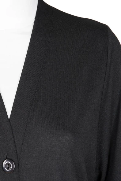 Hesna Kadın Cepli Düğmeli Kap Siyah Ceket - Resim 7