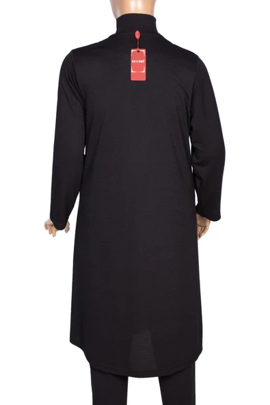 Hesna Kadın Cepli Düğmeli Kap Siyah Ceket - Resim 4