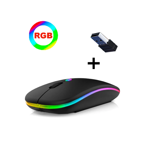 Çift Modlu Kablosuz Bluetooth Mouse Rgb Ledli Şarj Edilebilir Sessiz Tıklama Ergonomik