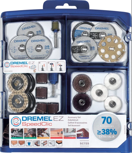 DREMEL® SpeedClic çok amaçlı aksesuar seti (SC725) ürün görseli 1