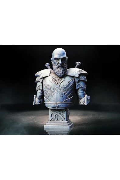 Detaylı Mitolojik Savaş Tanrısı Kratos Büstü 24 Cm
