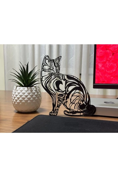 Kedi Silüeti Dekoru 12 cm
