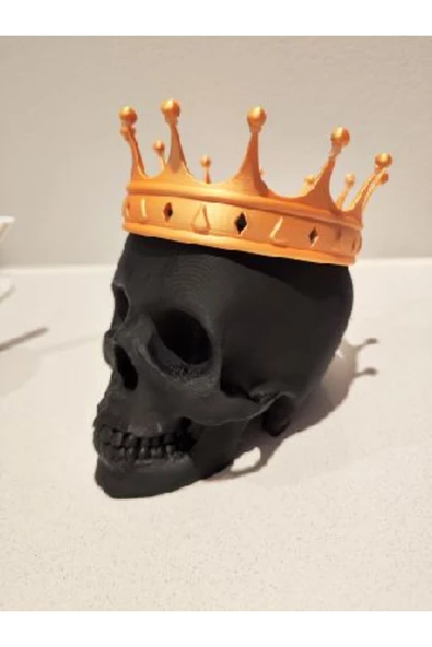 Ölü Kral Kafatası Taçlı Kafatası Dekoru 18 Cm
