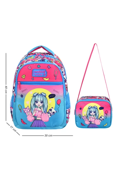Waddell Anime Kız Desenli Lisanslı İlkokul Çantası Beslenme Çantalı 24303