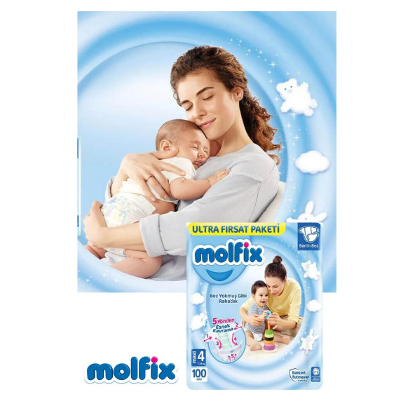 Molfix Bebek Bezi Ultra Fırsat Paketi Maxi 4 Numara 100 Adet X 2 Paket - 2