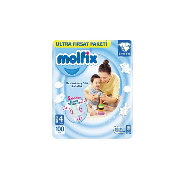 Molfix Bebek Bezi Ultra Fırsat Paketi Maxi 4 Numara 100 Adet X 2 Paket - 5