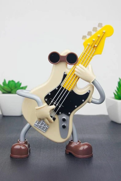 Rennes RGV-C64YN Elektro Gitar Tasarımlı Dans Eden Masa Süsü Hediyelik Eşya Biblo (21x9cm) ürün görseli 1