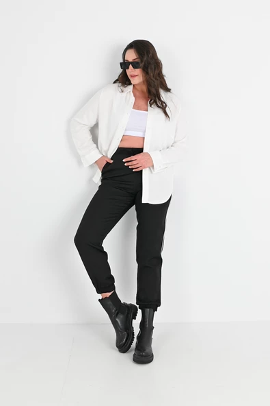 Kadın Büyük Beden Şerit Detaylı Cepli Pantolon 6243-24 - 3