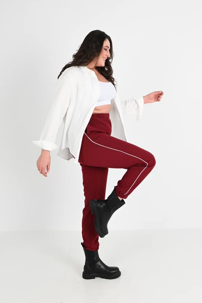 Kadın Büyük Beden Şerit Detaylı Cepli Pantolon 6243-24 - 4