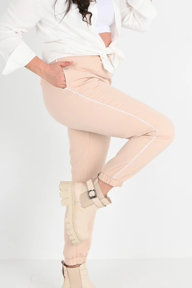 Kadın Büyük Beden Şerit Detaylı Cepli Pantolon 6243-24 - 8