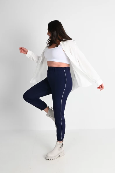 Kadın Büyük Beden Şerit Detaylı Cepli Pantolon 6243-24 - 10