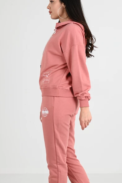 Kadın Yıkama Baskı Detaylı Eşofman Takımı 3932-24 - 9