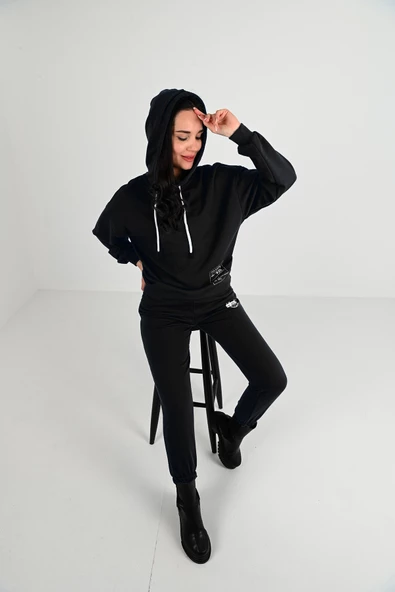 Kadın Yıkama Baskı Detaylı Eşofman Takımı 3932-24 - 4