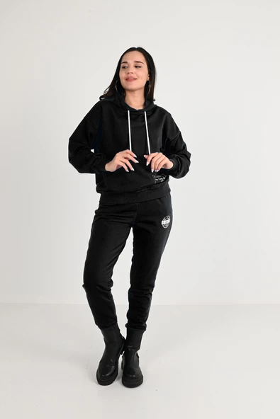 Kadın Yıkama Baskı Detaylı Eşofman Takımı 3932-24 - 2