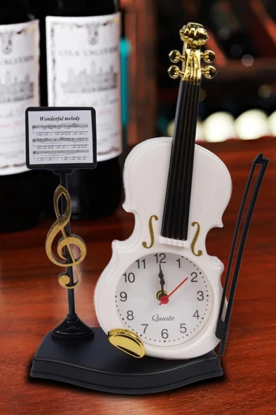 Rennes Keman Görünümlü Dekoratif Masa Süsü Oda Süsü Biblo Beyaz 24x13cm (RGV-B41YN) ürün görseli 1