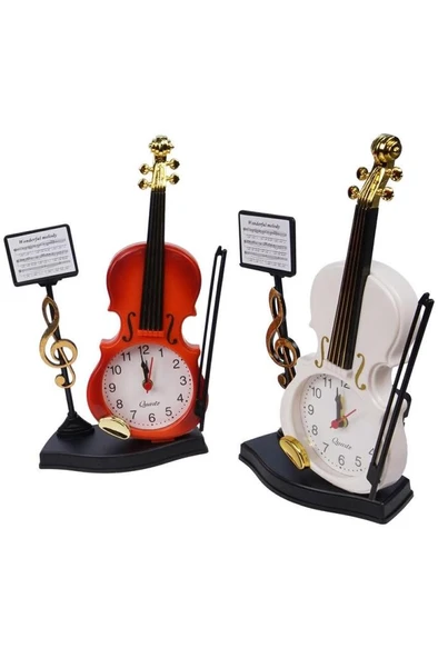 Rennes Keman Görünümlü Dekoratif Masa Süsü Oda Süsü Biblo Beyaz 24x13cm (RGV-B41YN) - Resim 4