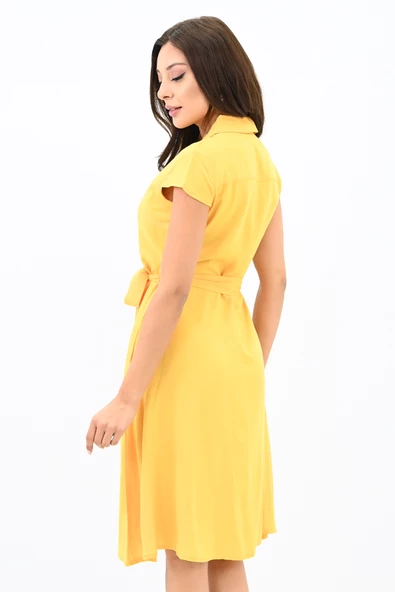 Kadın Kolsuz Düğmeli Kuşaklı Elbise 5175-23 - 9