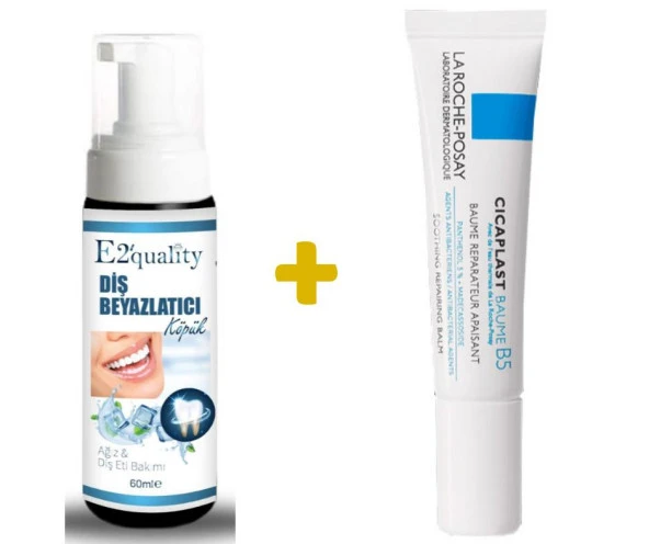 E2'quality Diş Beyazlatıcı Köpük + La Roche Posay Cicaplast Baume B5 15 ML Yatıştırıcı Bakım Kremi