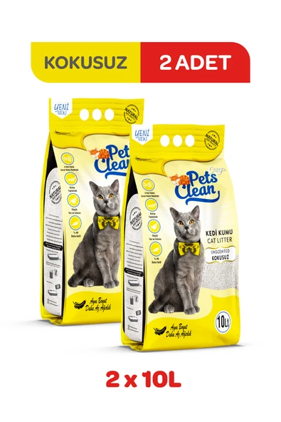 Pets Clean Kedİ Kumu Natural (Kokusuz) 10Lt 2Li - 2