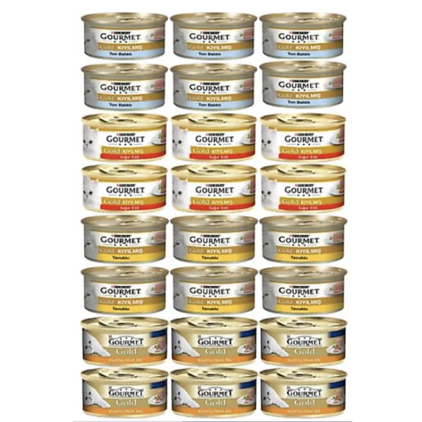 Gourmet Gold Karışık Kıyılmış 85 gr 24'lü Yetişkin Konserve Kedi Maması