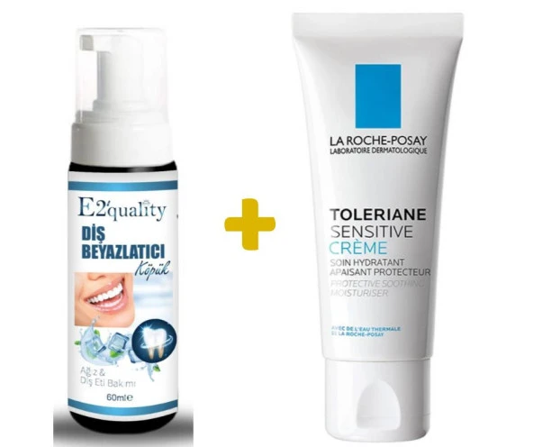 E2'quality Diş Beyazlatıcı Köpük + La Roche Posay Toleriane Sensitive Krem 40 ml Hassas Ciltler İçin Nemlendirici Krem