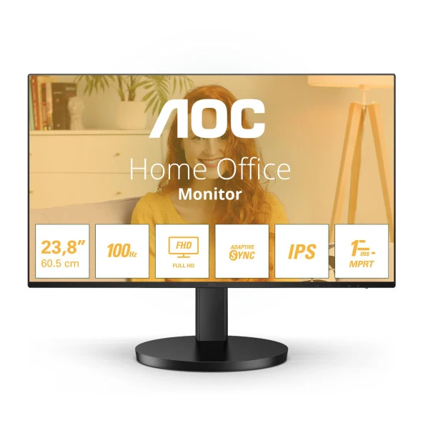 Aoc 24B3ha2 23.8" 100Hz 1Ms Vga+Hdmı Fullhd Adaptive-Sync Ips Vesa Monitör