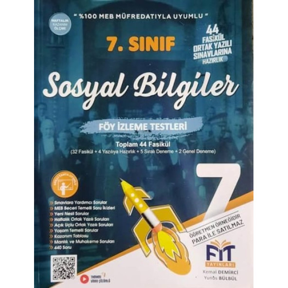 7. SINIF SOSYAL BİLGİLER FÖY İZLEME TESTLERİ 44 FASİKÜL