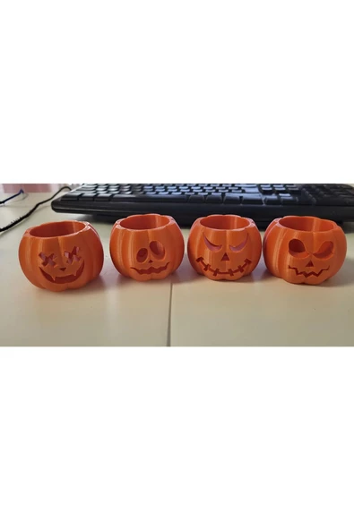 4 Parça Cadılar Bayramı Balkabağı Mini Kapları 5 cm
