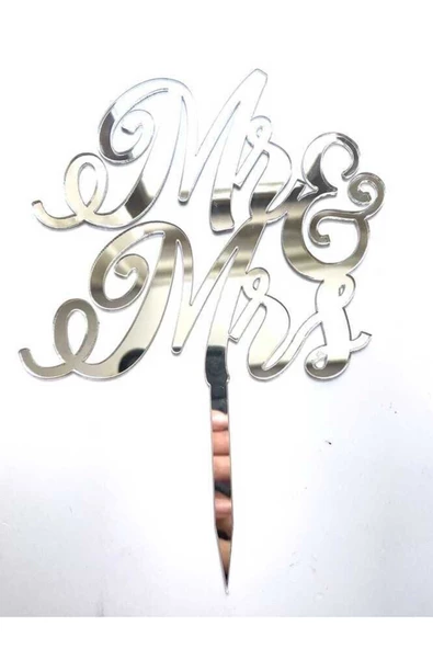 Mr. Mrs. Yazılı Pasta ve Kek Üstü Doğum Günü Parti Pasta Süsü 7 cm