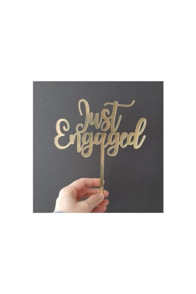 Just Engaged Yazılı Pasta ve Kek Üstü Doğum Günü Parti Pasta Süsü 7 cm