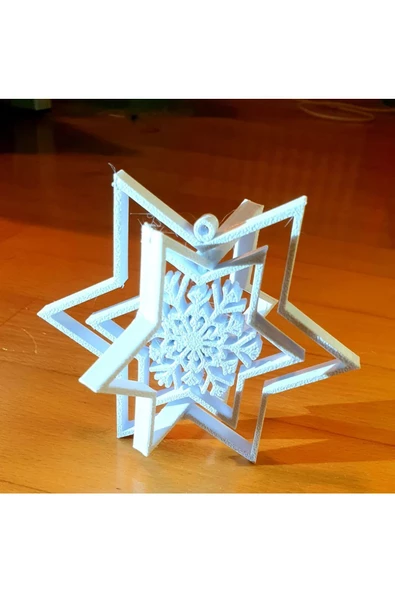 5 Adet Yılbaşı Hareketli Kar Tanesi Yıldız Süsü 7 cm