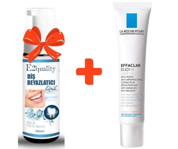 E2'quality Diş Beyazlatıcı Köpük + La Roche Posay Effaclar Duo Unifiant 40 ML Renkli Nemlendirici Bakım Kremi