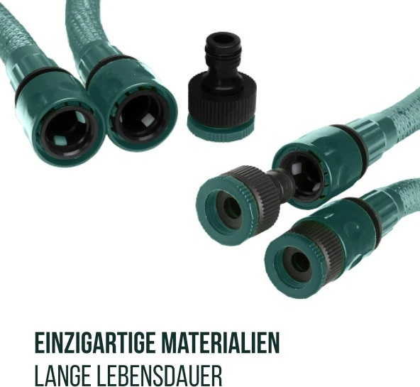 Esnek Bahçe Hortumu 30 Metre Bahçe Sulama Musluk Adaptörlü Esnek Hortum Yıkama Tabancası Hortum Set 8 Fonksiyonlu Sulama - 2
