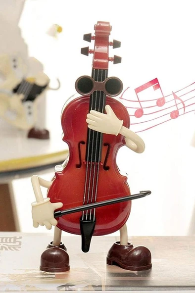 Rennes Çello Tasarımlı Dans Eden Müzik Kutusu Masa Süsü 21x9cm (RGV-C65YN) - Resim 3