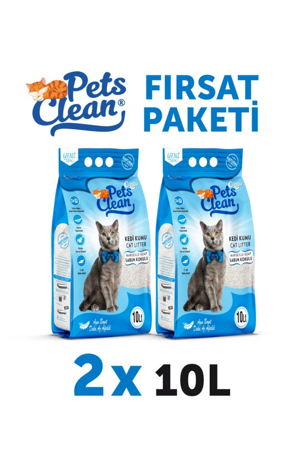 Pets Clean Kedi Kumu Marsilya Sabun Kokulu 10Lt 2Li