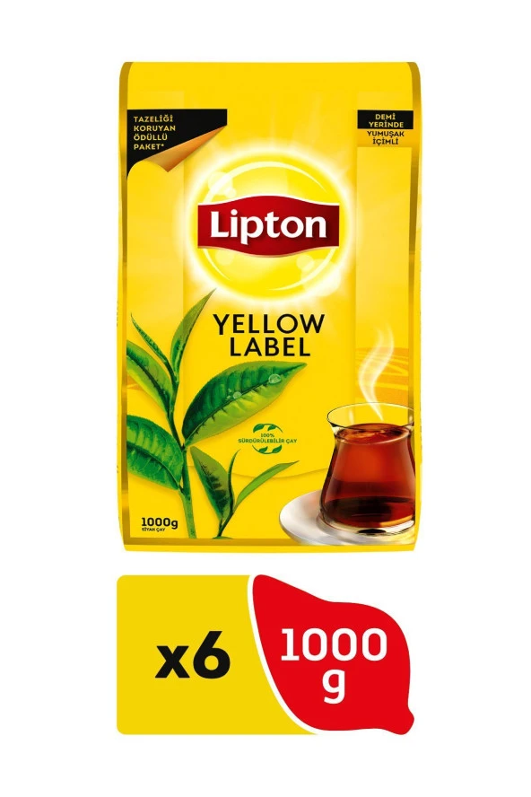 Lipton Yellow Label Dökme Siyah Çay 1000 gr x 6 Adet