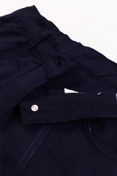 Çift Cepli Paçası Düğmeli Kız Çocuk Pantolon - 2