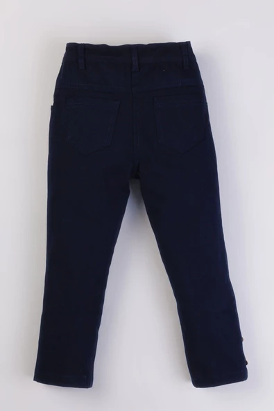 Çift Cepli Paçası Düğmeli Kız Çocuk Pantolon - 4