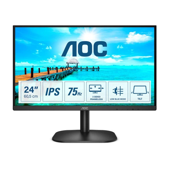 AOC 24B2XH/EU 23.8" 75Hz 4Ms VGA+HDMI FullHD IPS Vesa Monitör