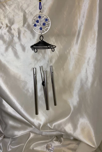 Deprem Zili Çanı Duvar Rüzgar Çanı Zili Feng Shui Ejderha Yılı Koruyucu Hayat Yaşam Ağacı Telkari 5 Çanlı Nazar Boncuğu - Resim 3