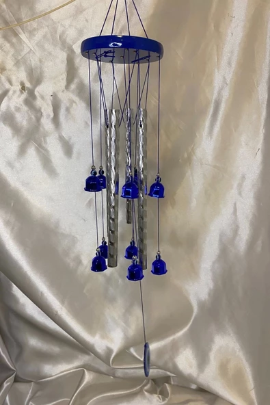 Deprem Zili Çanı Duvar Rüzgar Çanı Zili Feng Shui Ejderha Yılı Koruyucu 4 Borulu Çanlı Nazar Boncuğu Objeli - Resim 2