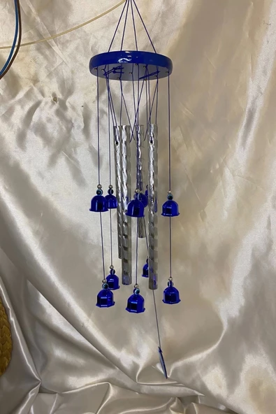 Deprem Zili Çanı Duvar Rüzgar Çanı Zili Feng Shui Ejderha Yılı Koruyucu 4 Borulu Çanlı Nazar Boncuğu Objeli - Resim 4