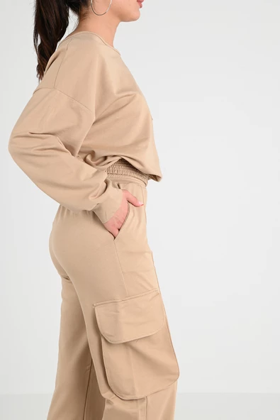 Kadın Nervür Detaylı Kargo Cepli Eşofman Takımı 3984-24 - 11