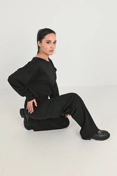 Kadın Nervür Detaylı Kargo Cepli Eşofman Takımı 3984-24 - 7