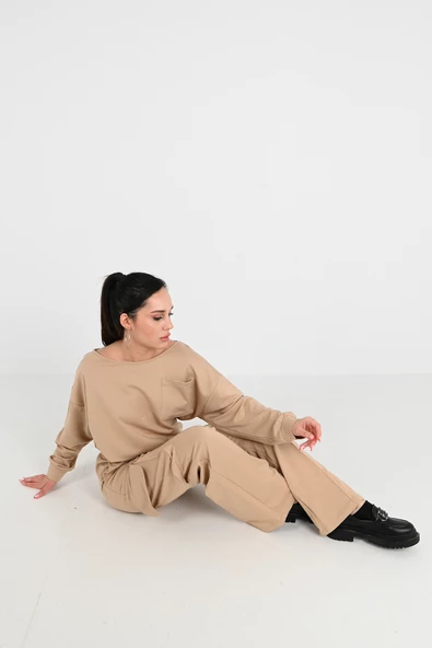 Kadın Nervür Detaylı Kargo Cepli Eşofman Takımı 3984-24 - 12