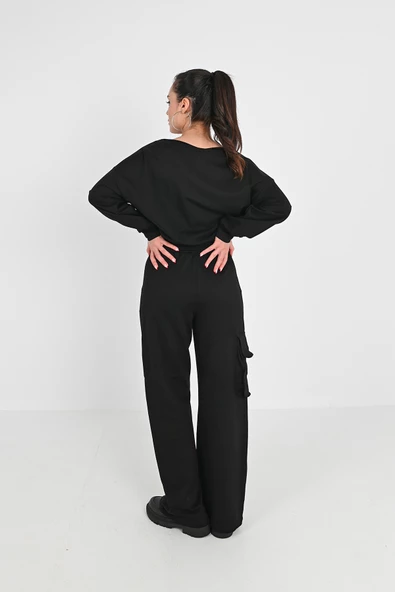 Kadın Nervür Detaylı Kargo Cepli Eşofman Takımı 3984-24 - 4