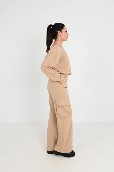 Kadın Nervür Detaylı Kargo Cepli Eşofman Takımı 3984-24 - 9