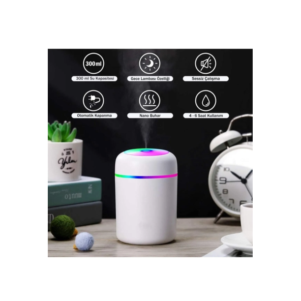 H2O USB 'li ve Işıklı Ultrosonik Hava Nemlendirici Ve Buhar Makinesi - 2