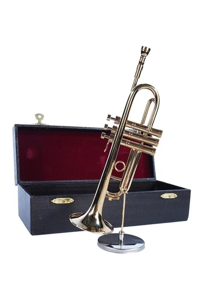 Rennes RGV-G12YN Trompet Tasarımlı Metal Masa Süsü Hediyelik Eşya Biblo (20x8cm) - Resim 2